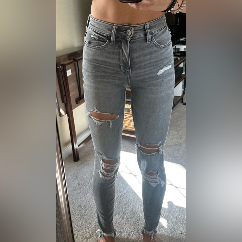 Grey ripped American Eagle jeans
